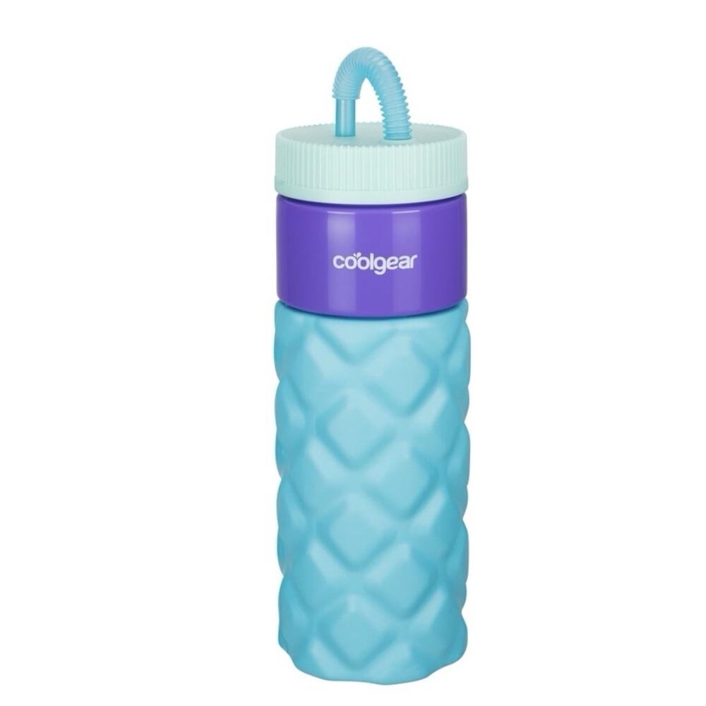 Cool Gear 24 oz Plastic Retro Foam Grip Water Bottle Quilted Blue